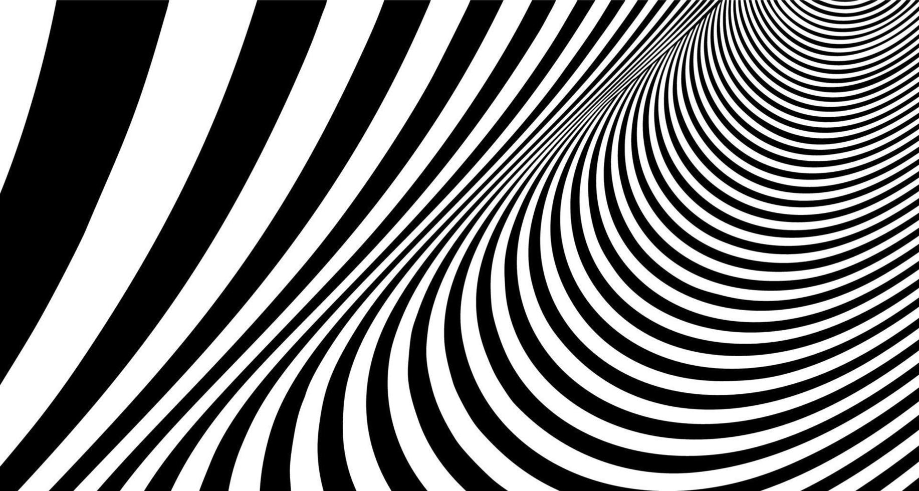 Optical illusion lines background. Abstract 3d black and white illusions. Conceptual design of optical illusion vector. EPS 10 Vector illustration