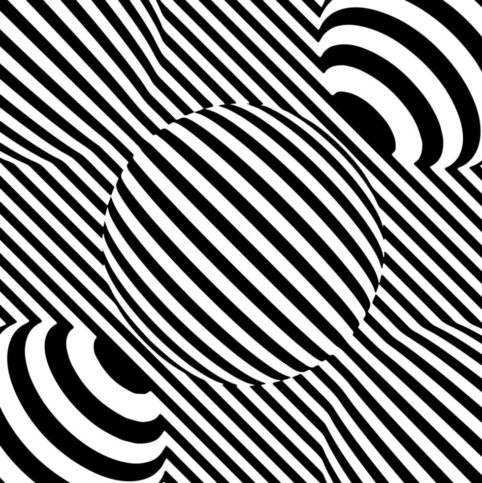 Optical illusion lines background. Abstract 3d black and white illusions. Conceptual design of optical illusion .10 illustration vector