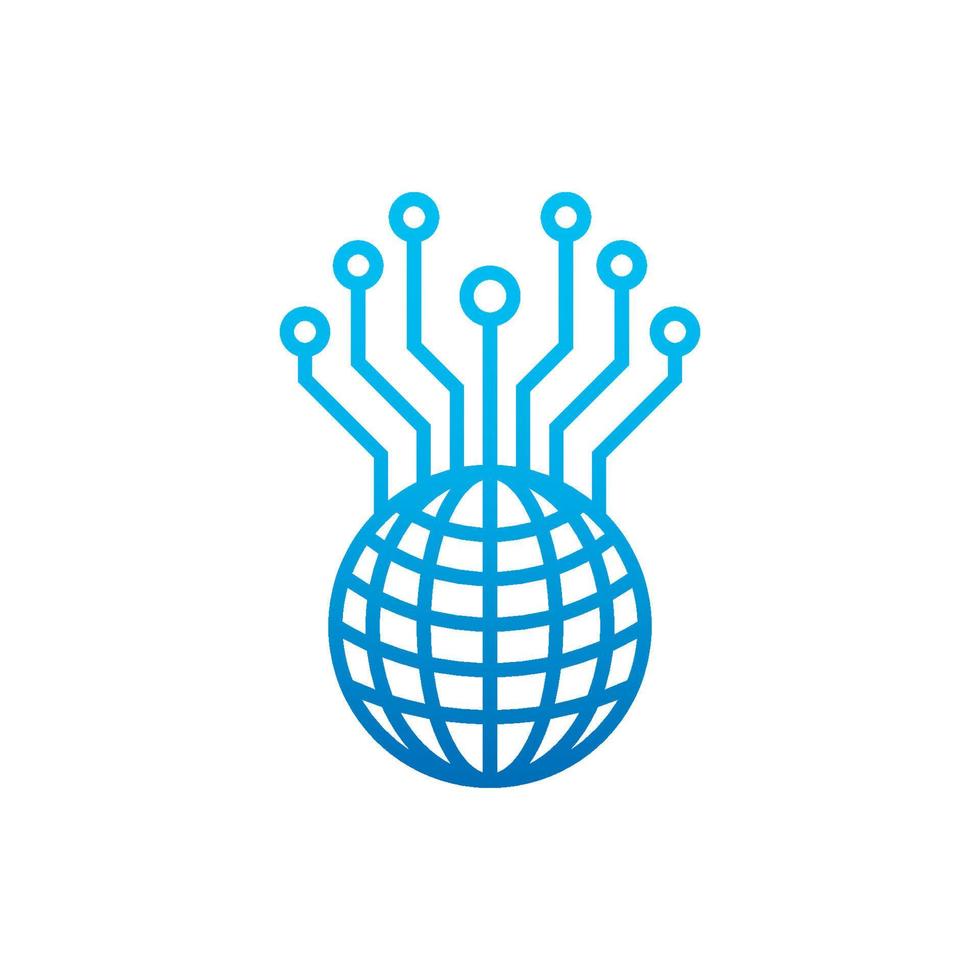 vector de diseño de plantilla de logotipo de mundo tecnológico, concepto de diseño, icono.