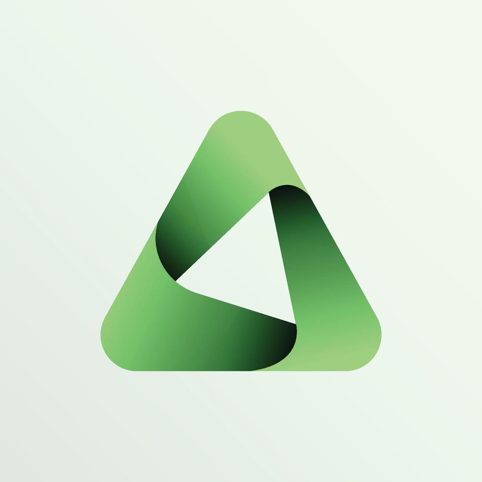 logotipo de triángulo moderno. símbolo verde y vector de iconos.