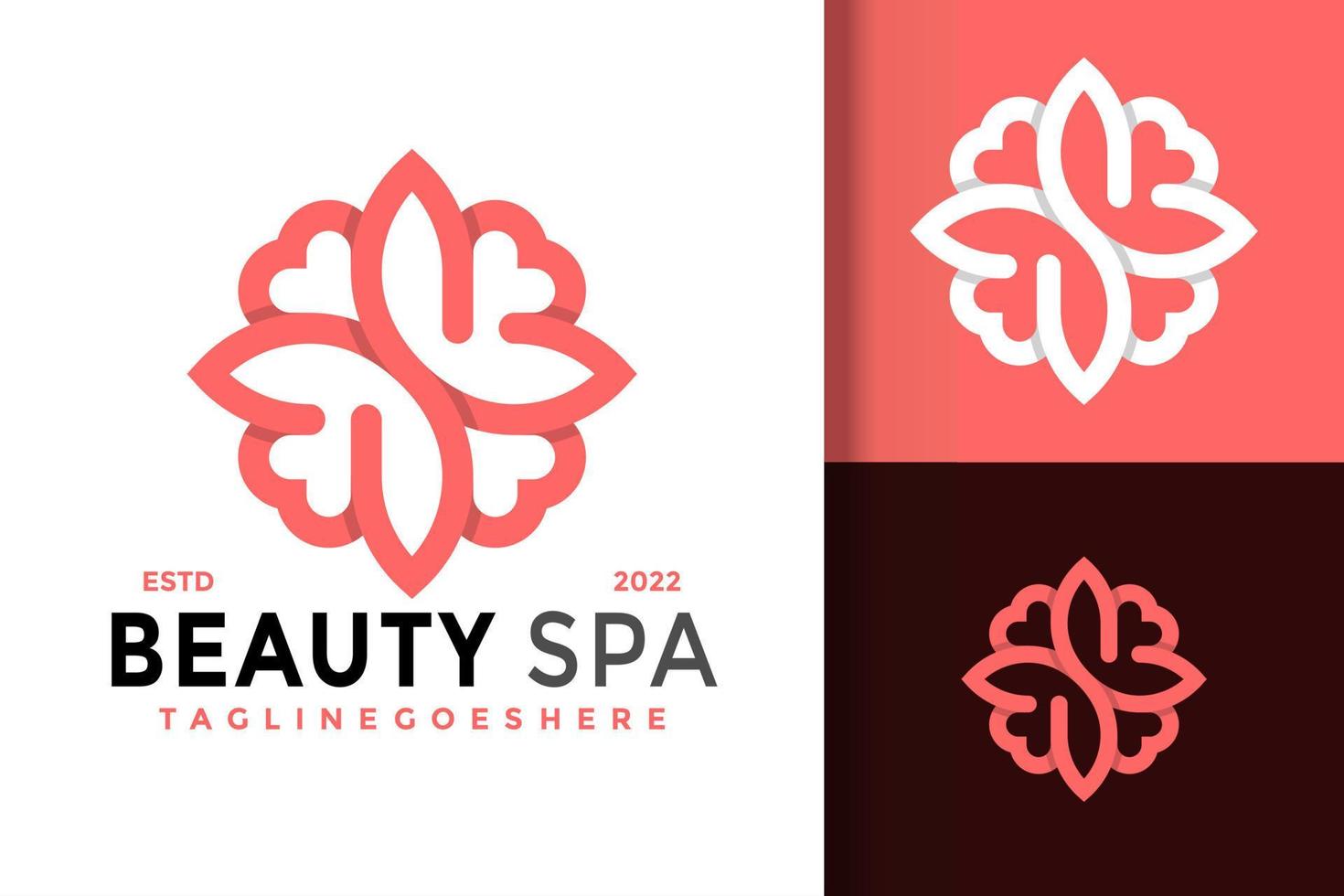 diseño de logotipo de carta de spa de belleza de flores, vector de logotipos de identidad de marca, logotipo moderno, plantilla de ilustración vectorial de diseños de logotipos