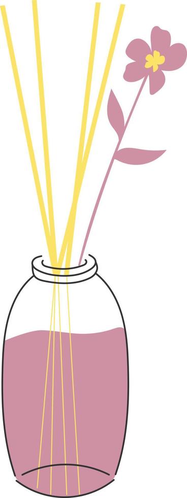 Reed diffuser with plumeria flower illustration vector