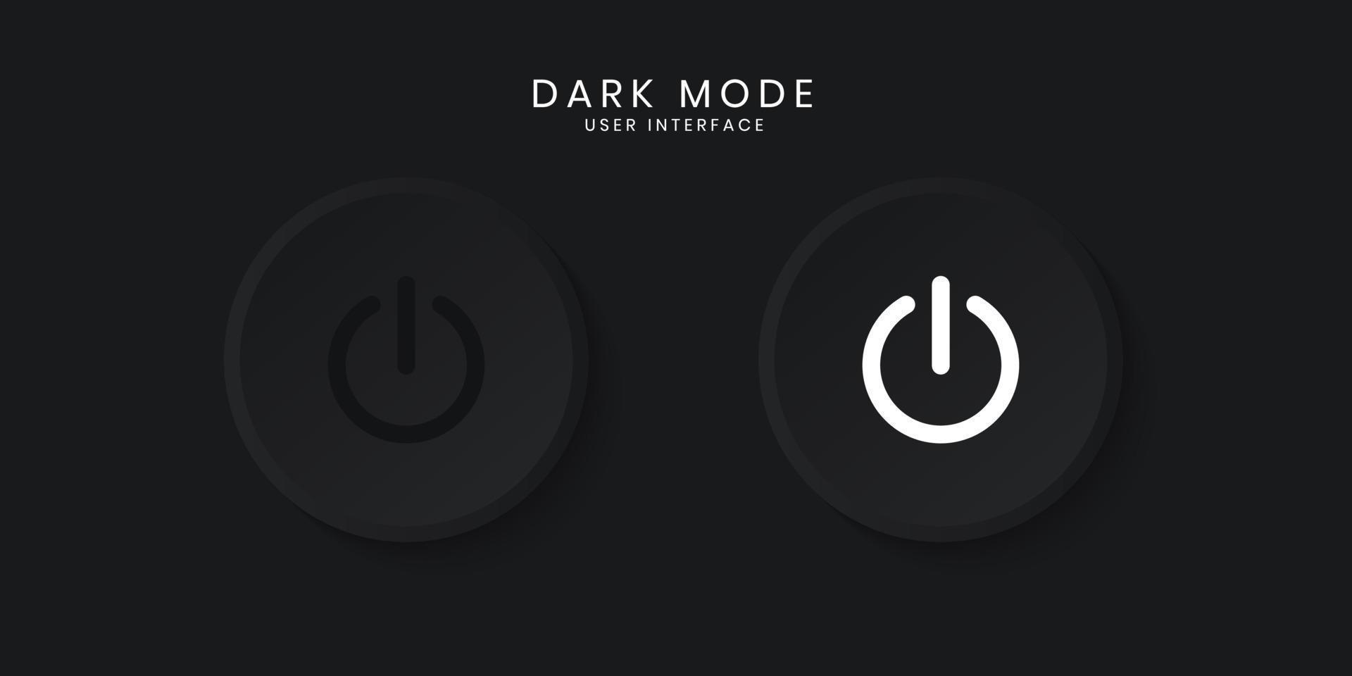 Dark Mode Power On Off User Interface in Neumorphism Design. Simple