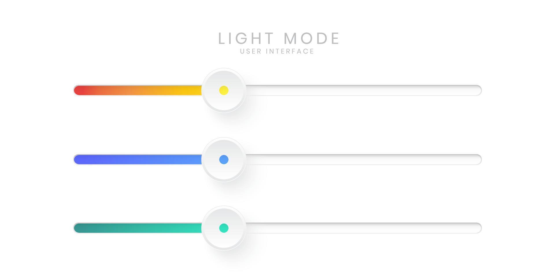 elegante barra deslizante 3d ui en modo de luz vector