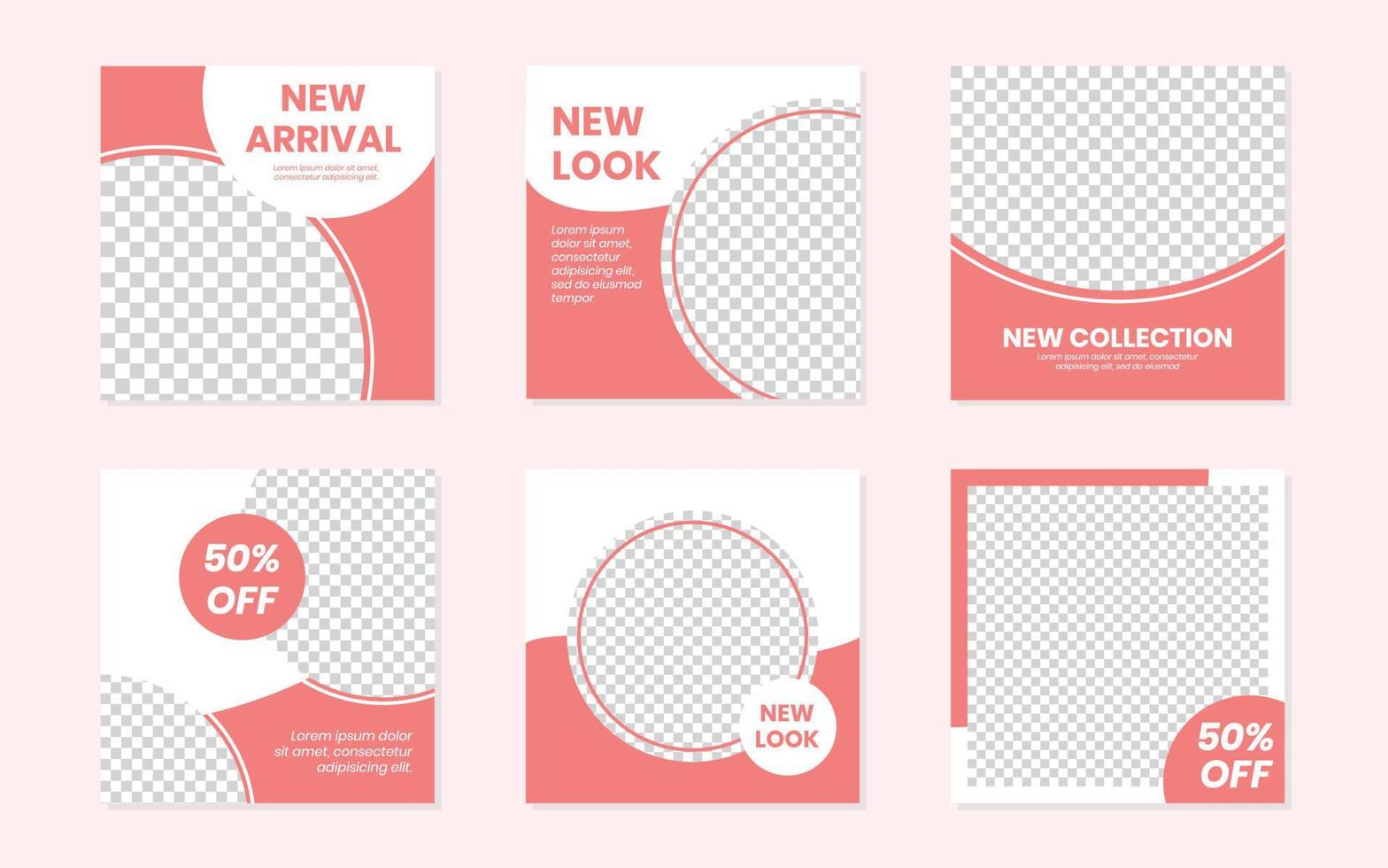 Modern Pastel Red Social Media Feeds Template Design 14832155 Vector ...