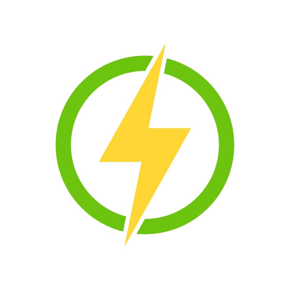 círculo verde con vector de rayo eléctrico