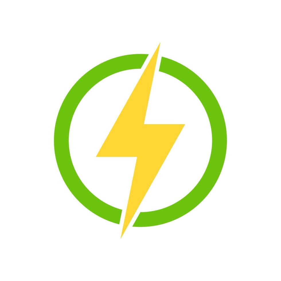 Green circle with electrical lightning vector