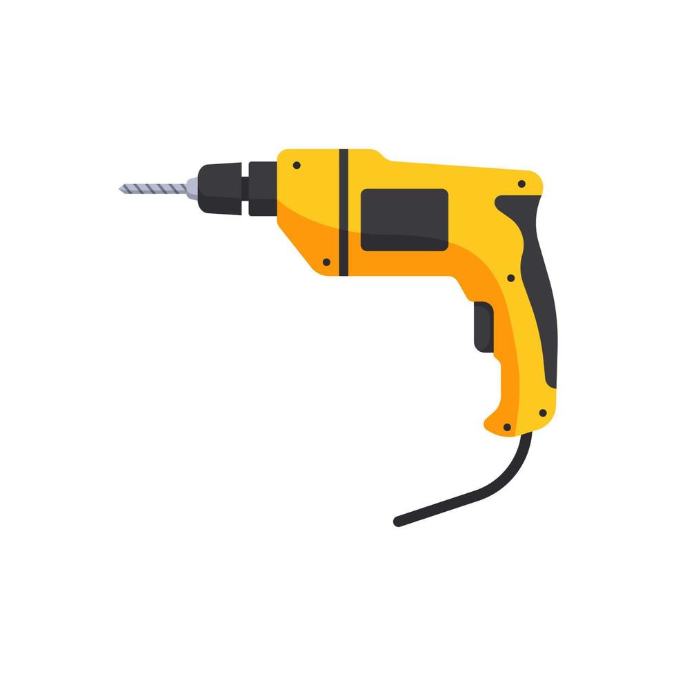 Electric drill flat design vector