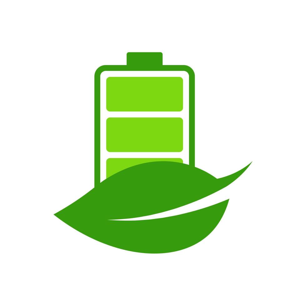 batería eléctrica verde con el logotipo de la naturaleza vector
