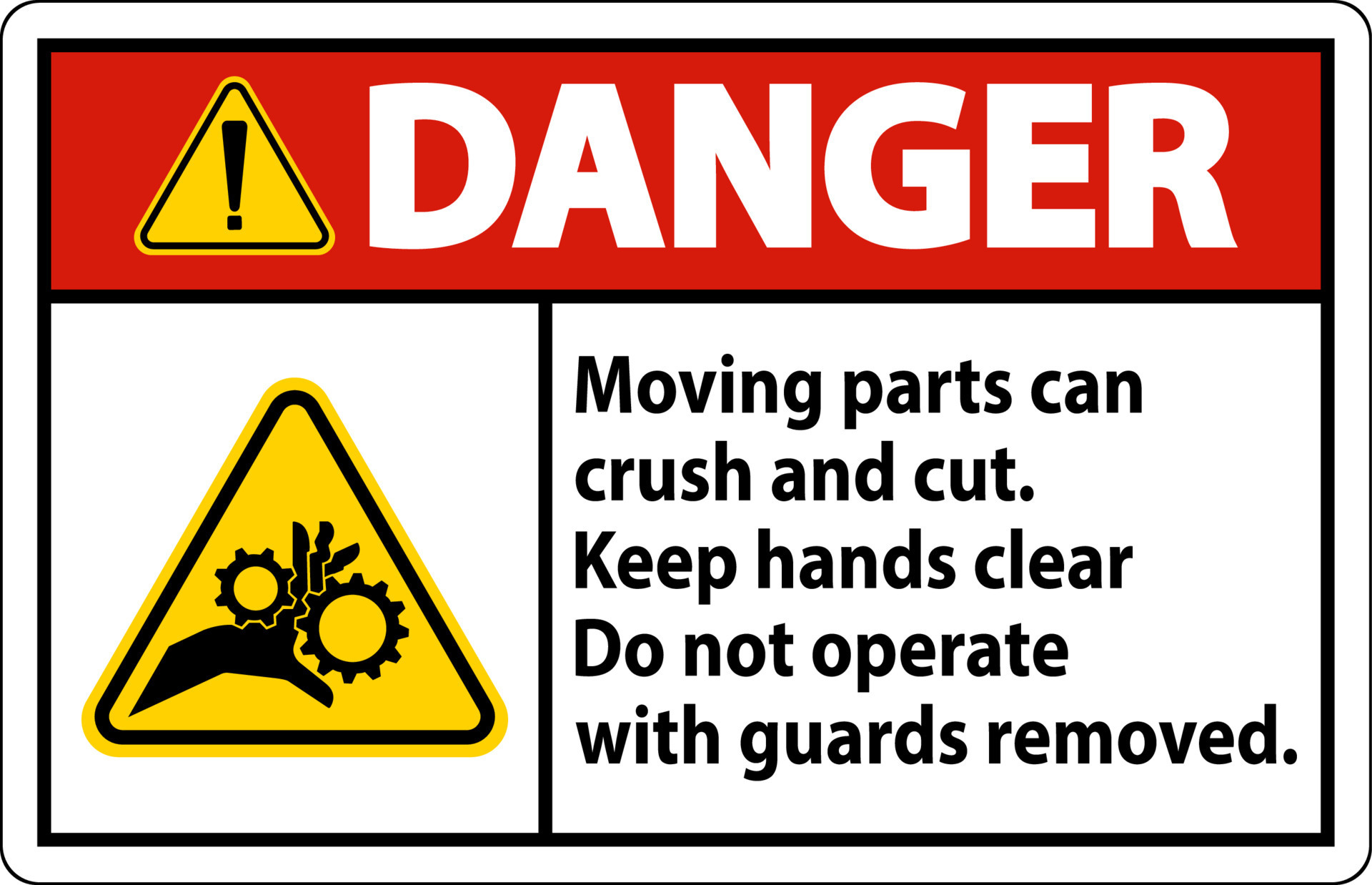 Danger Moving Parts Can Crush and Cut Label Sign 14832560 Vector Art at