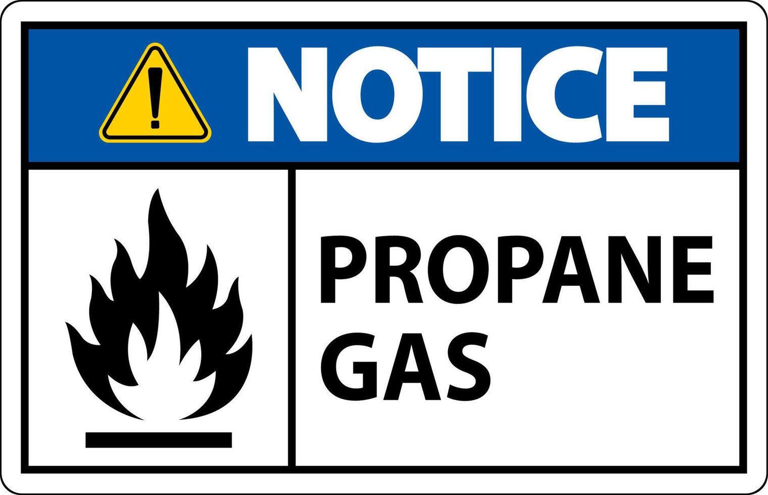 Symbol Propane Notice Label, Propane Gas Sign vector