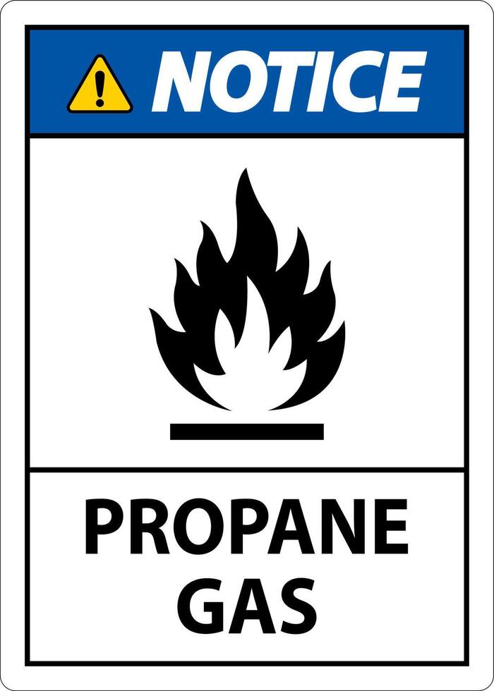 Symbol Propane Notice Label, Propane Gas Sign vector