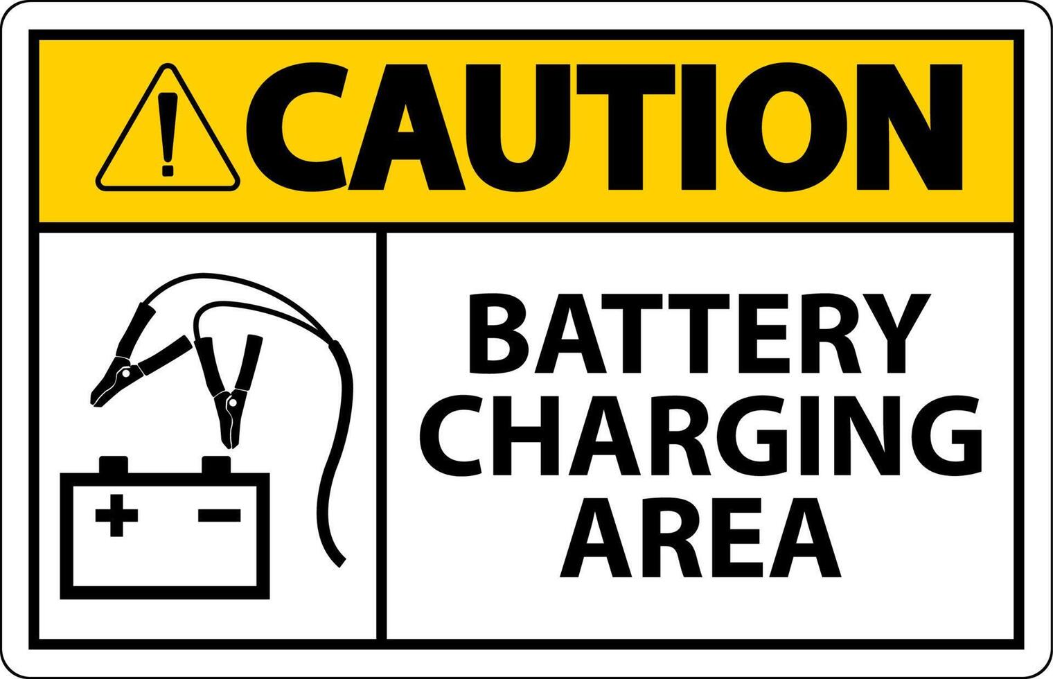 Caution Battery Charging Area Sign On White Background vector