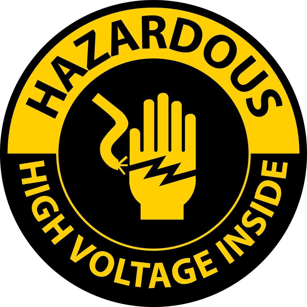 Caution Hazardous High Voltage Inside Sign On White Background vector