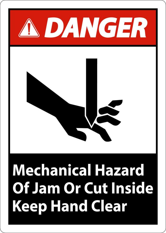 Danger Mechanical Hazard Of Jam Or Cut Inside Keep Hand Clear vector