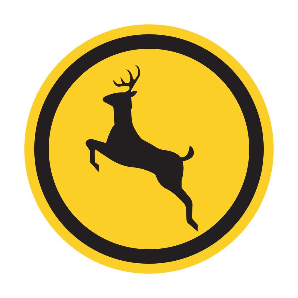Deer Crossing Sign On White Background vector