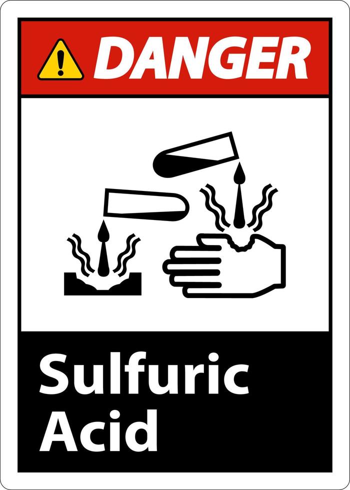 signo de peligro de ácido sulfúrico sobre fondo blanco vector