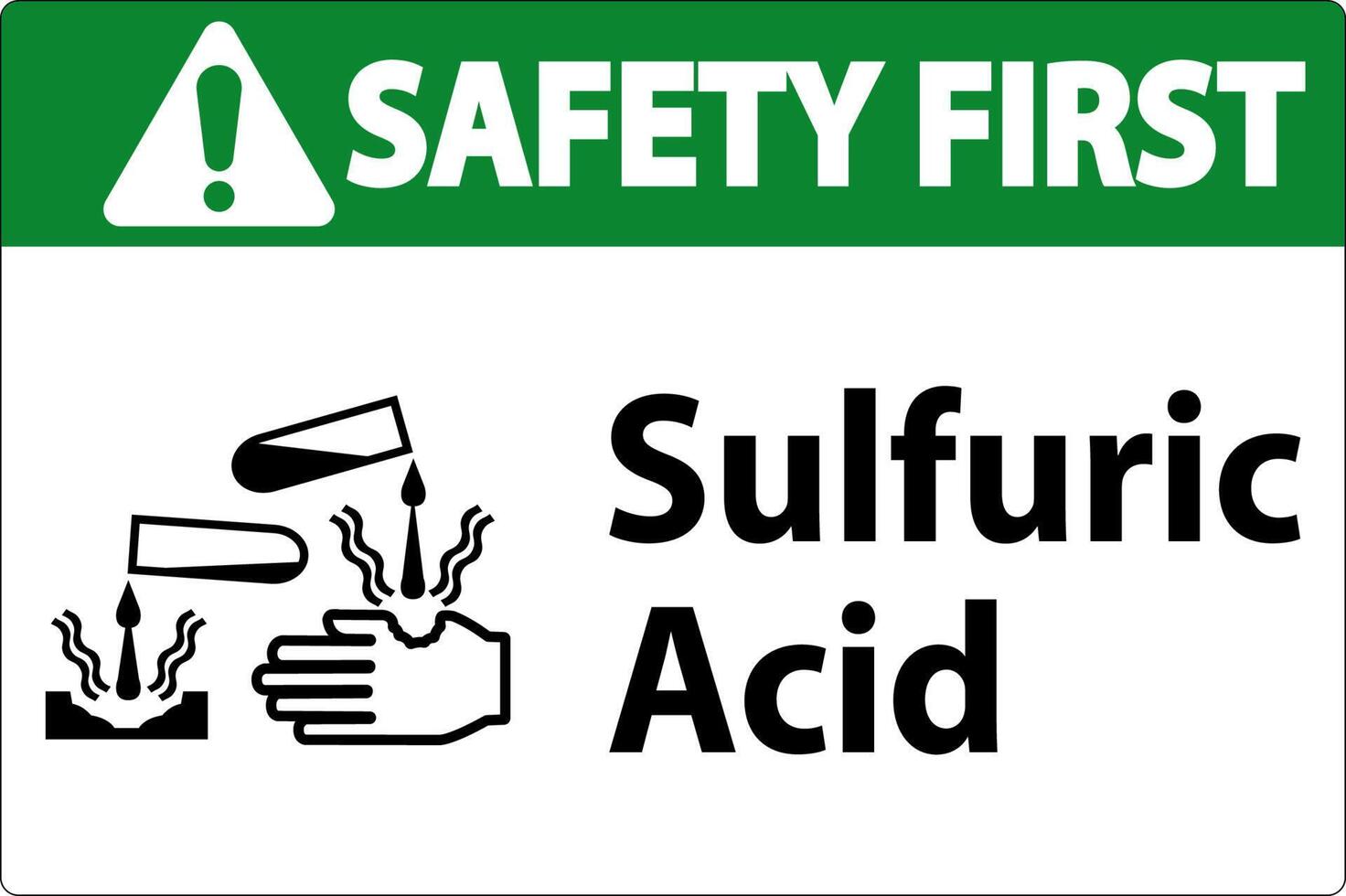 Safety First Sulfuric Acid Sign On White Background vector