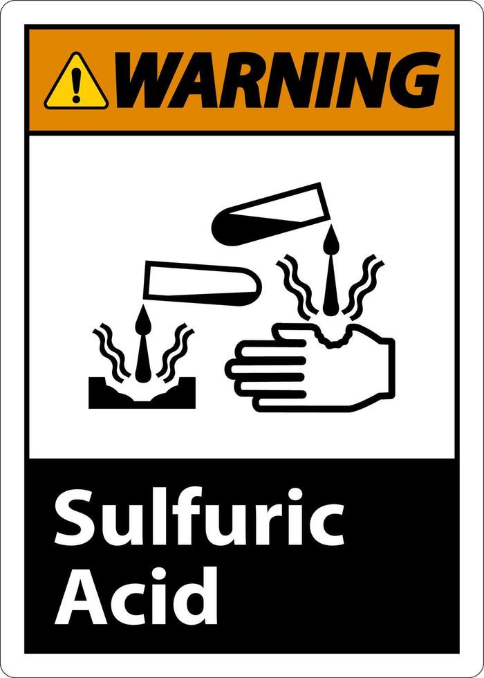 Warning Sulfuric Acid Sign On White Background vector