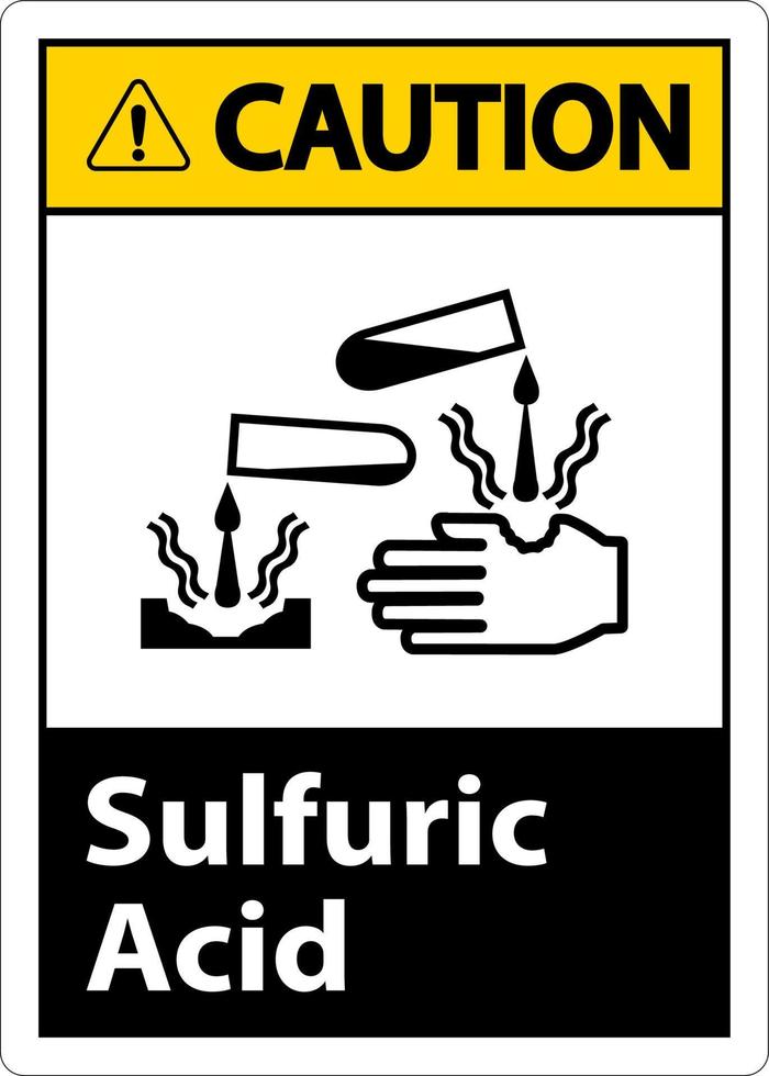 Precaución signo de ácido sulfúrico sobre fondo blanco. vector