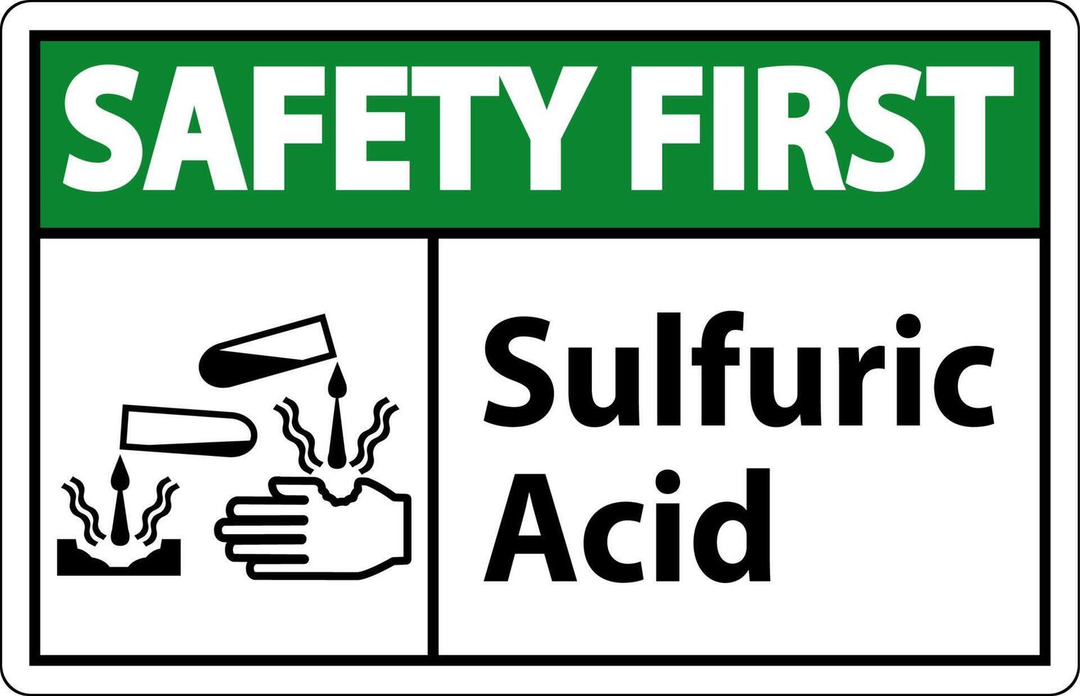 Safety First Sulfuric Acid Sign On White Background vector