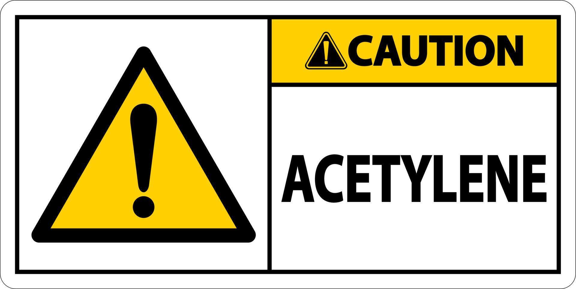 Caution Acetylene Sign On White Background vector