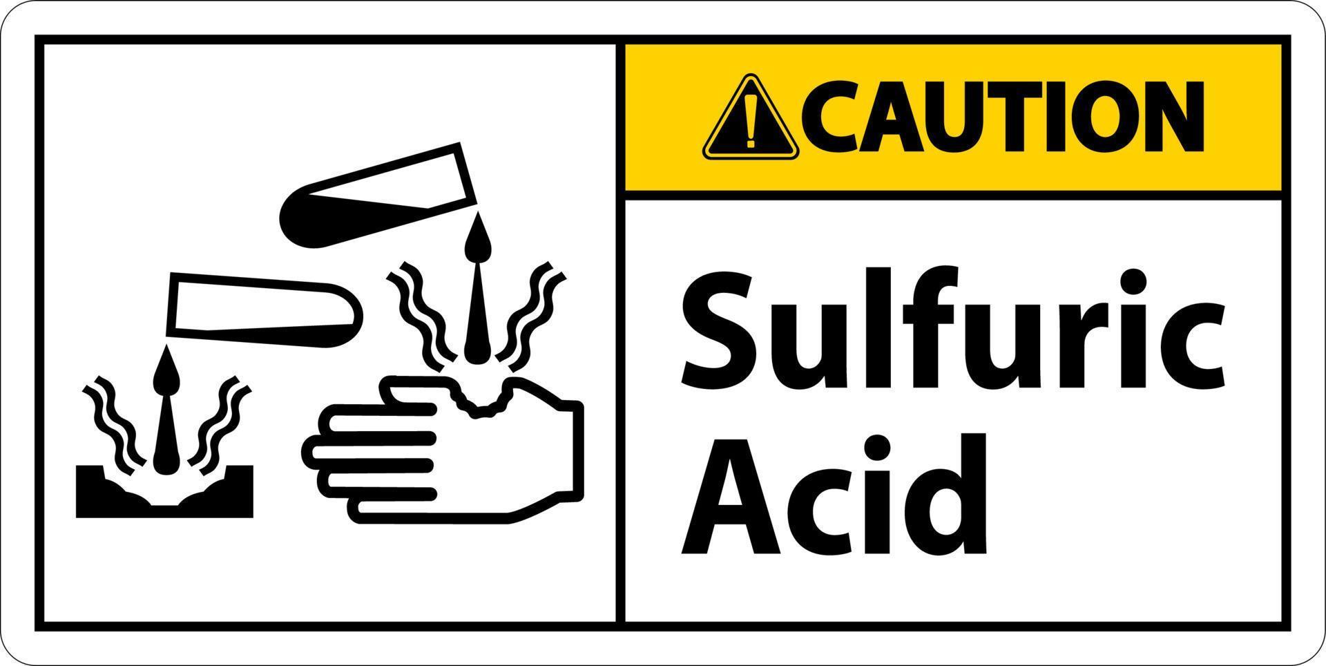 Caution Sulfuric Acid Sign On White Background vector