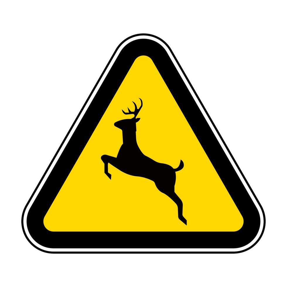 Deer Crossing Sign On White Background vector