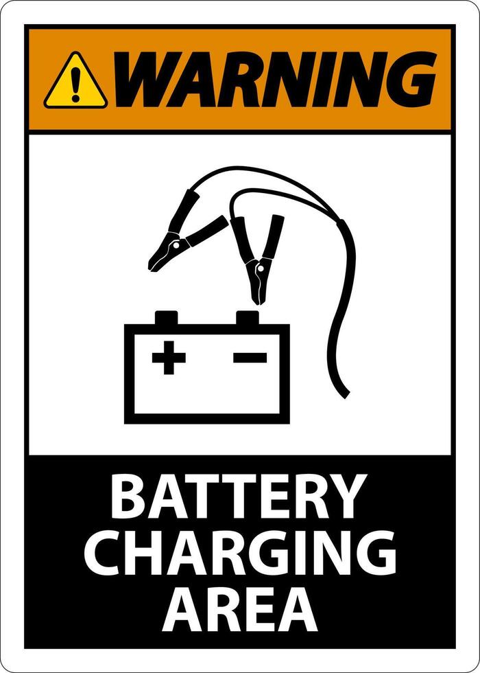 Warning Battery Charging Area Sign On White Background vector