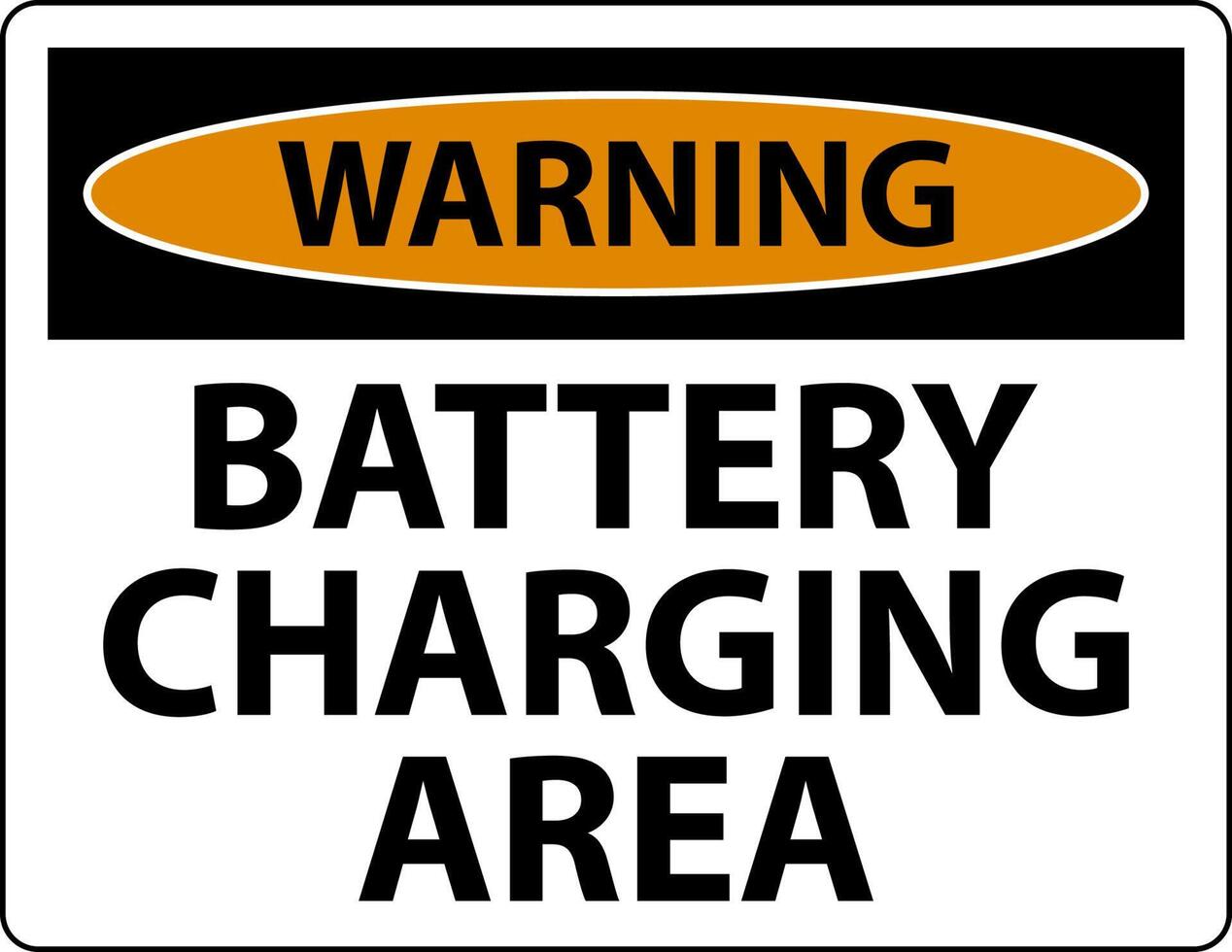 Warning Battery Charging Area Sign On White Background vector