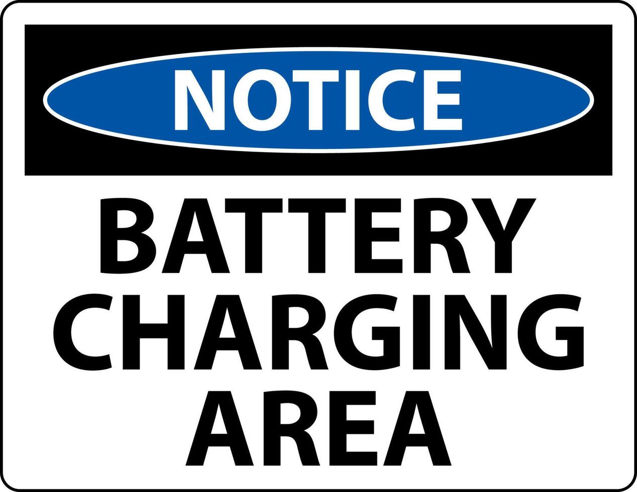 Notice Battery Charging Area Sign On White Background vector