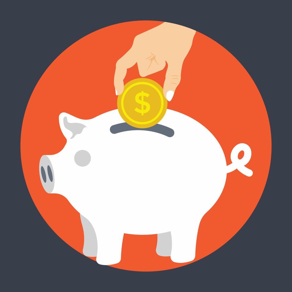 Trendy Piggy Bank vector