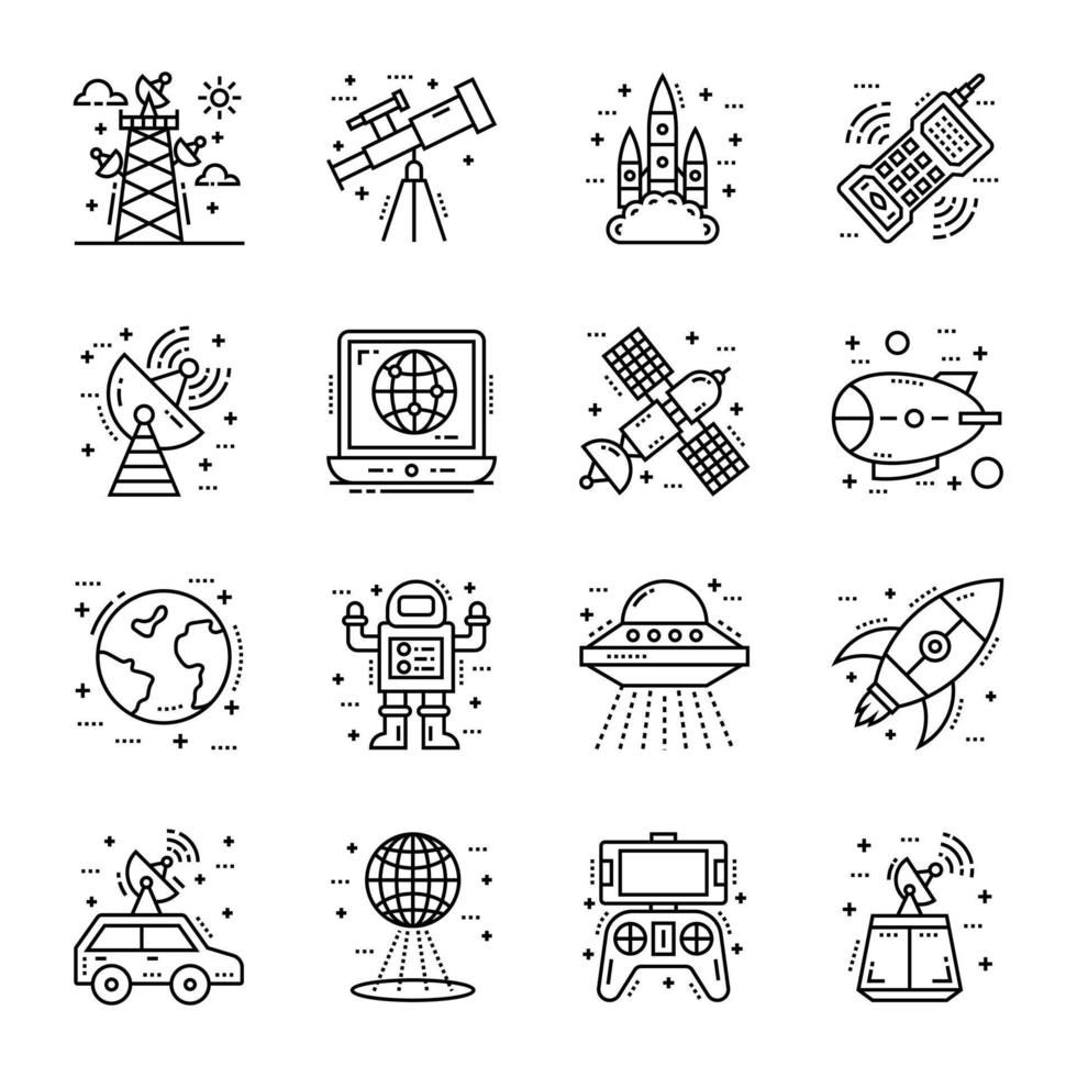 Pack of Space Line Icons vector