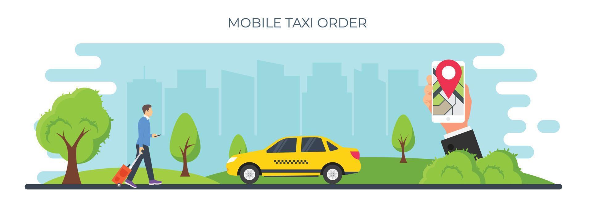 Mobile Taxi Order vector