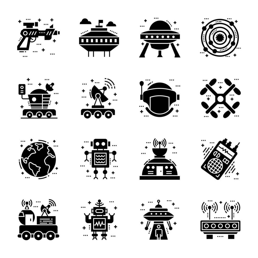 Collection of Astronomy Glyph Icons vector