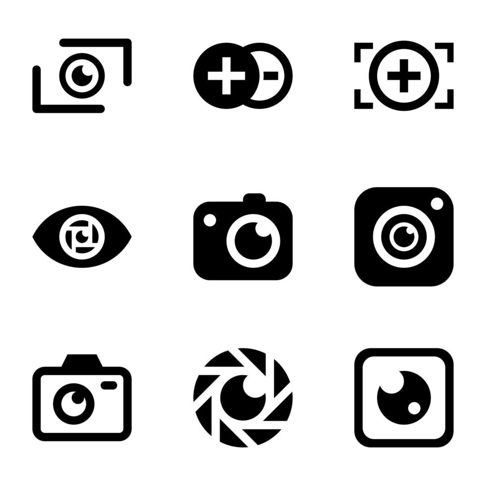 Set of Photography Elements Glyph Icons vector