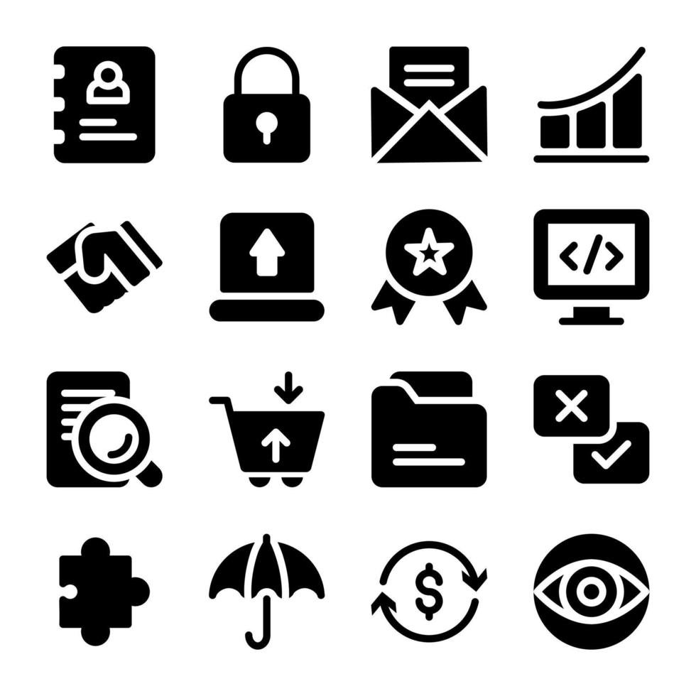 paquete de iconos de glifo de tareas comerciales vector