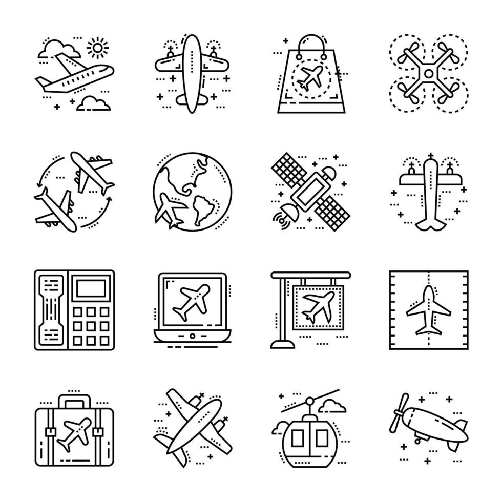 Set of Aviation Line Icons vector