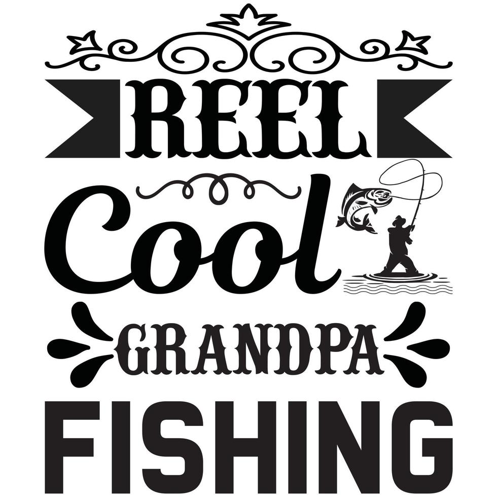 reel cool grandpa fishing vector