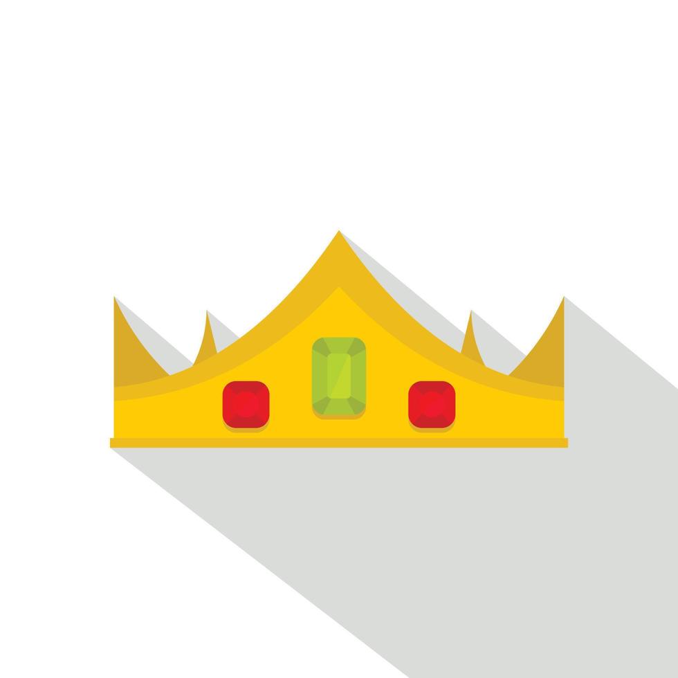 Gold royal crown icon, flat style vector