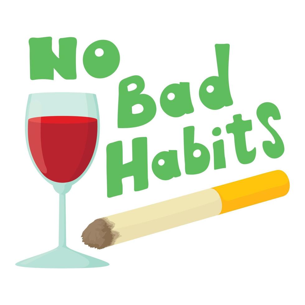 icono de vino y cigarrillos sin malos hábitos vector