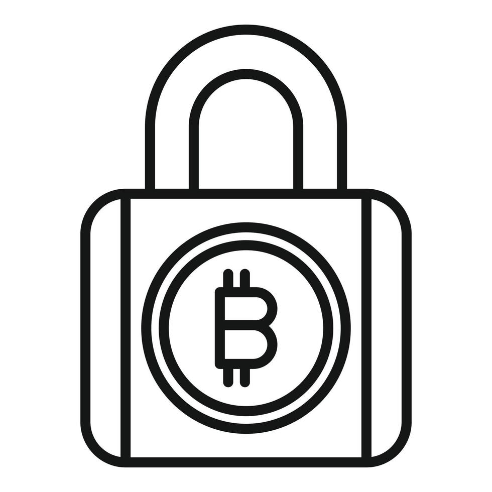 Crypto padlock icon outline vector. Bitcoin money vector