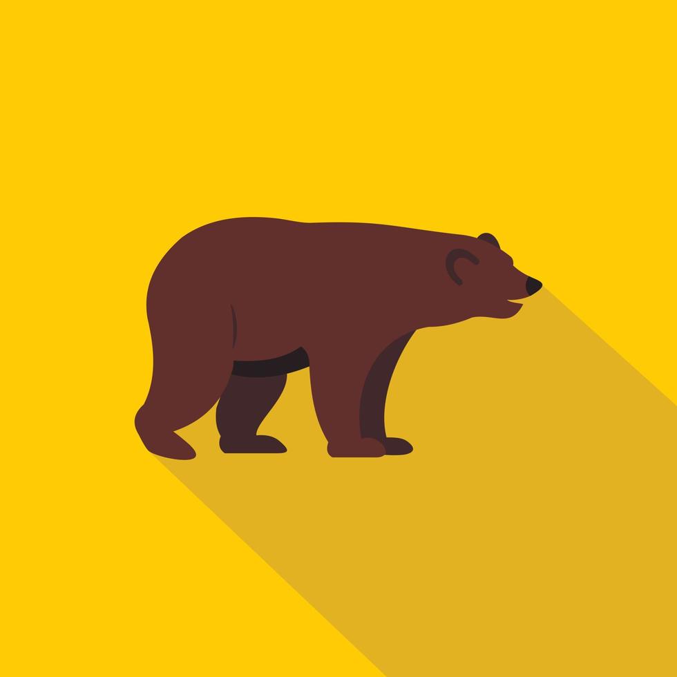 Grizzly bear icon, flat style vector