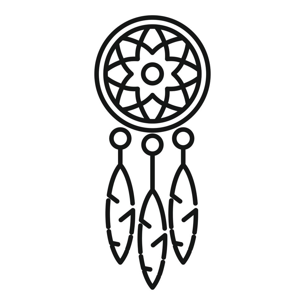 vector de contorno de icono de atrapasueños de amor. nativo indio