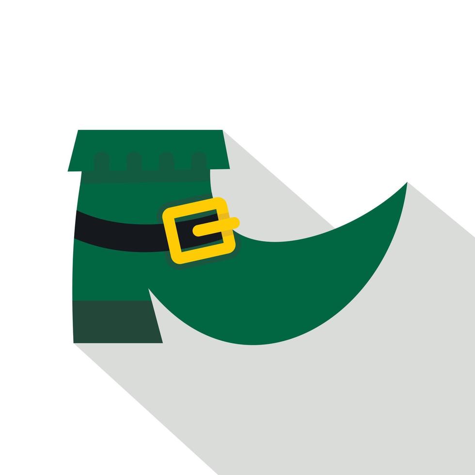 Green leprechaun boot icon, flat style vector