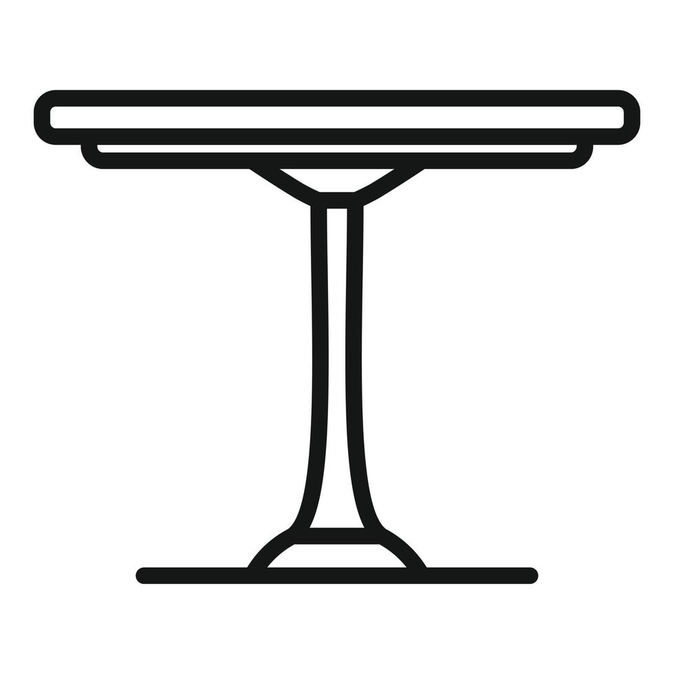 vector de contorno de icono de mesa redonda. muebles de madera