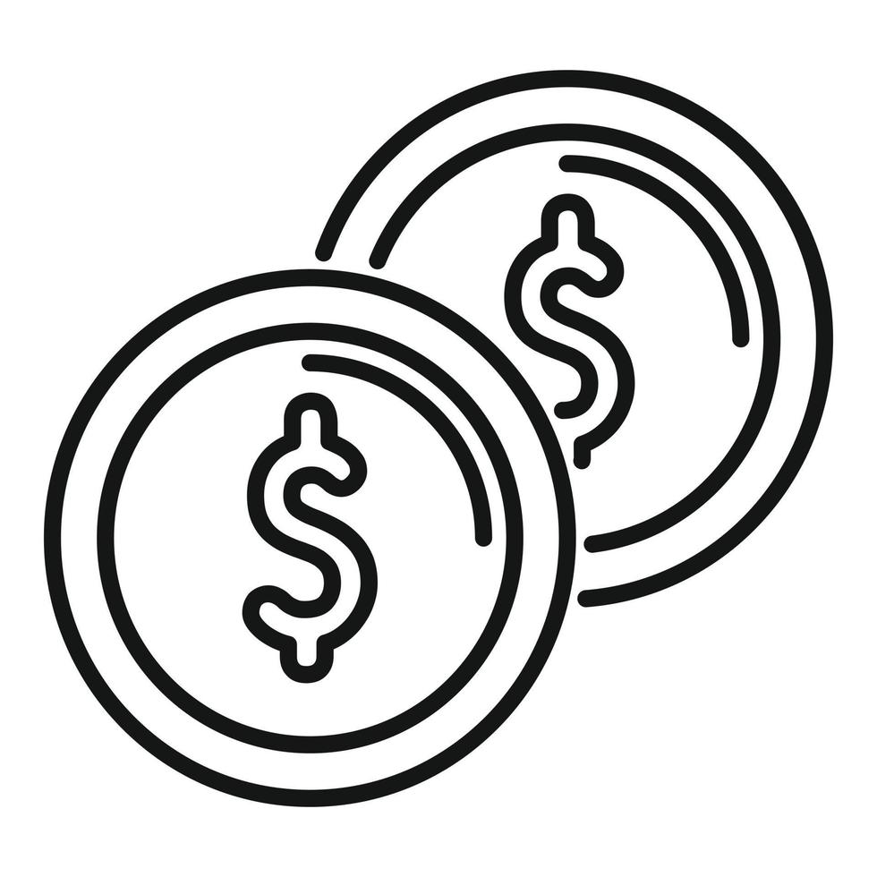 vector de contorno de icono de subasta de moneda de oro. proceso de competencia