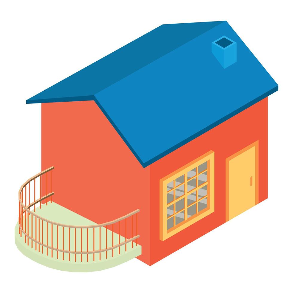 Old house icon isometric vector. Old little one story building with terrace icon vector