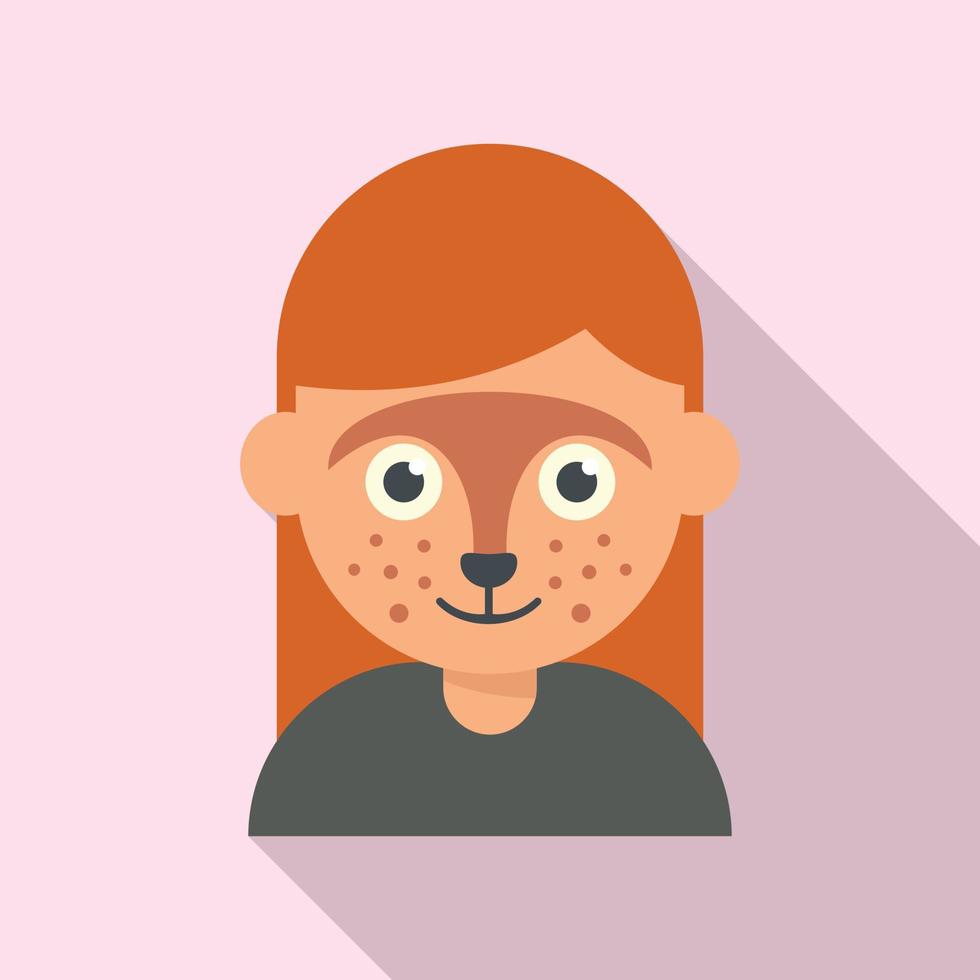 Cute facial fox icon flat vector. Child paint vector