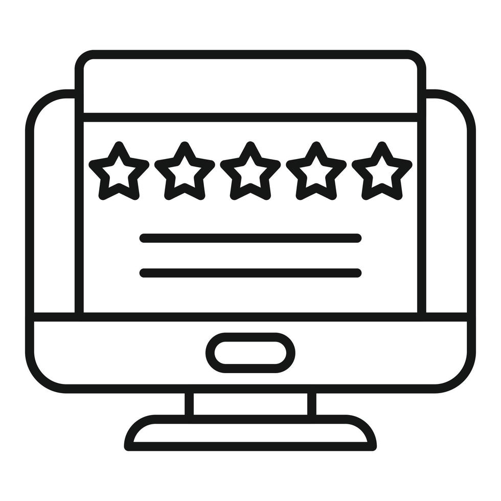 Monitor review icon outline vector. Online product vector